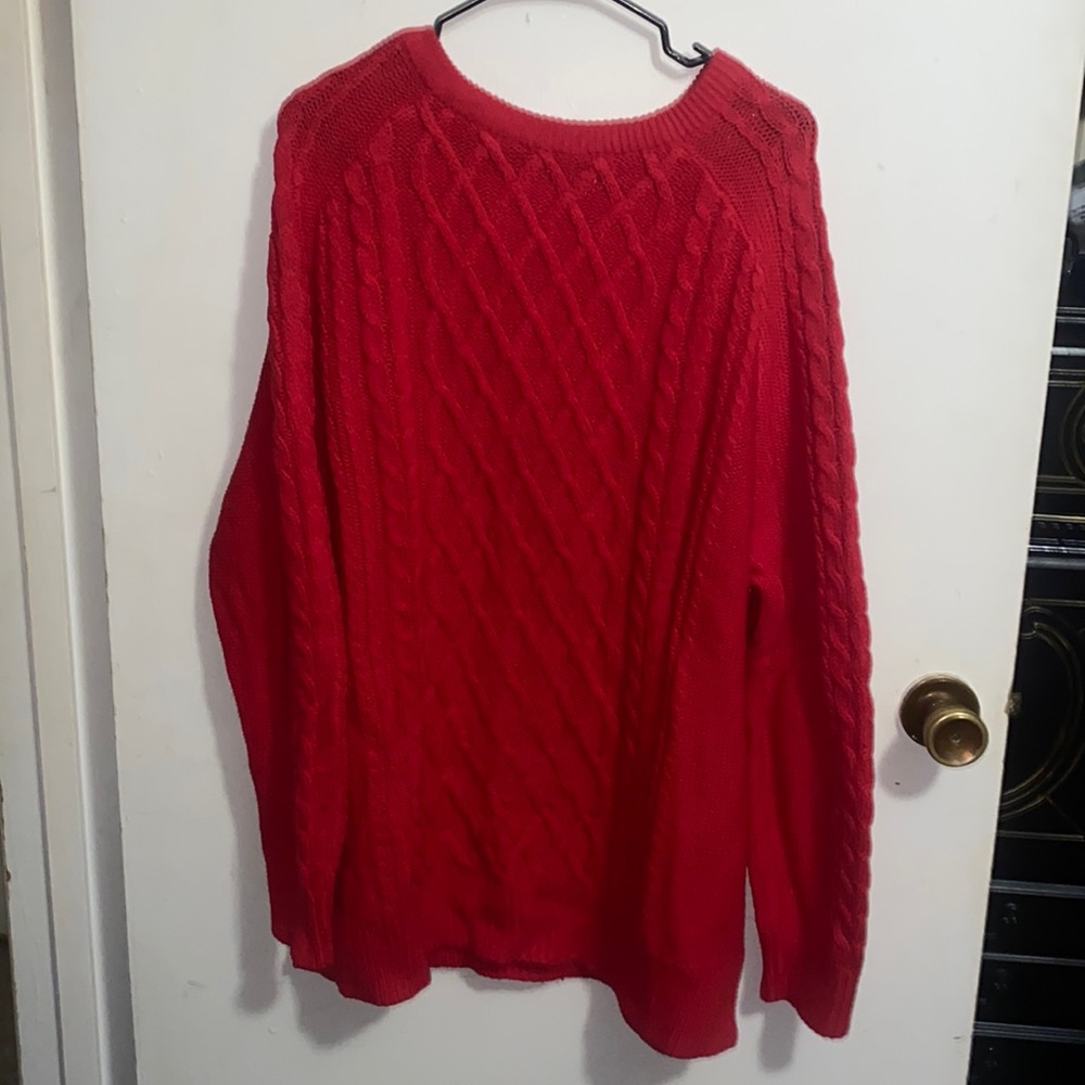 Red woman’s sweater